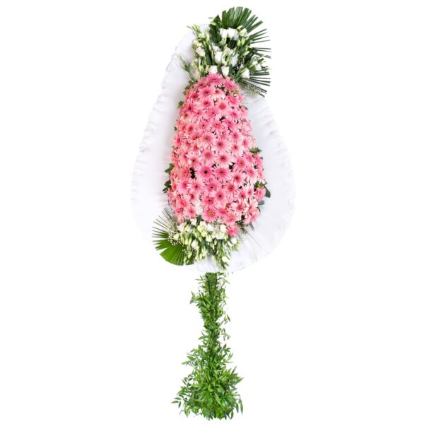 Tek Katlı Pembe Gerberalı Çelenk.
